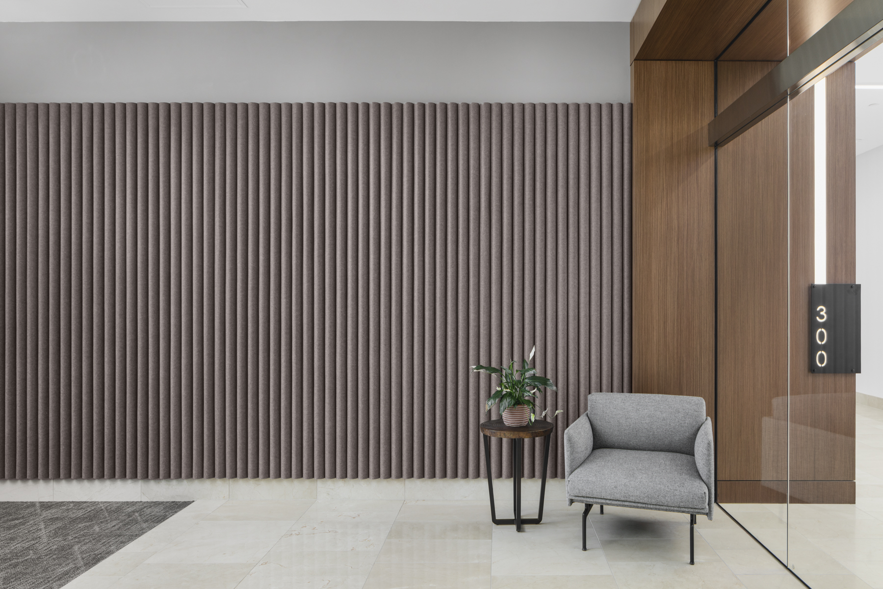 Modern commercial building lobby